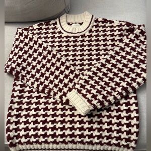 Aime Leon Dore Burgundy and Cream Crewneck Sweater